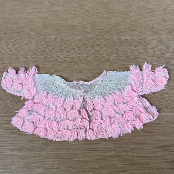 Baby Girl's Vintage Sz 3-6 Mos Pink Yarn Mesh Handmade One of a Kind Shrug - Picture 5 of 7